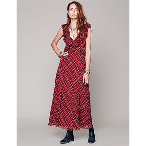 Free People Venitia Ruffles Plaid Maxi Dress